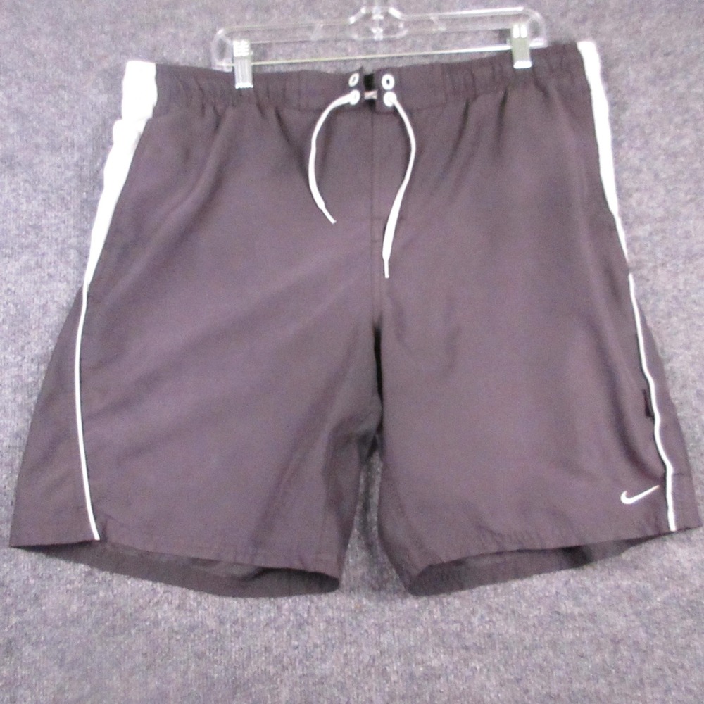 Nike Swim Shorts Mens Large Gray Colorblock Drawstring Lined Board Trunks